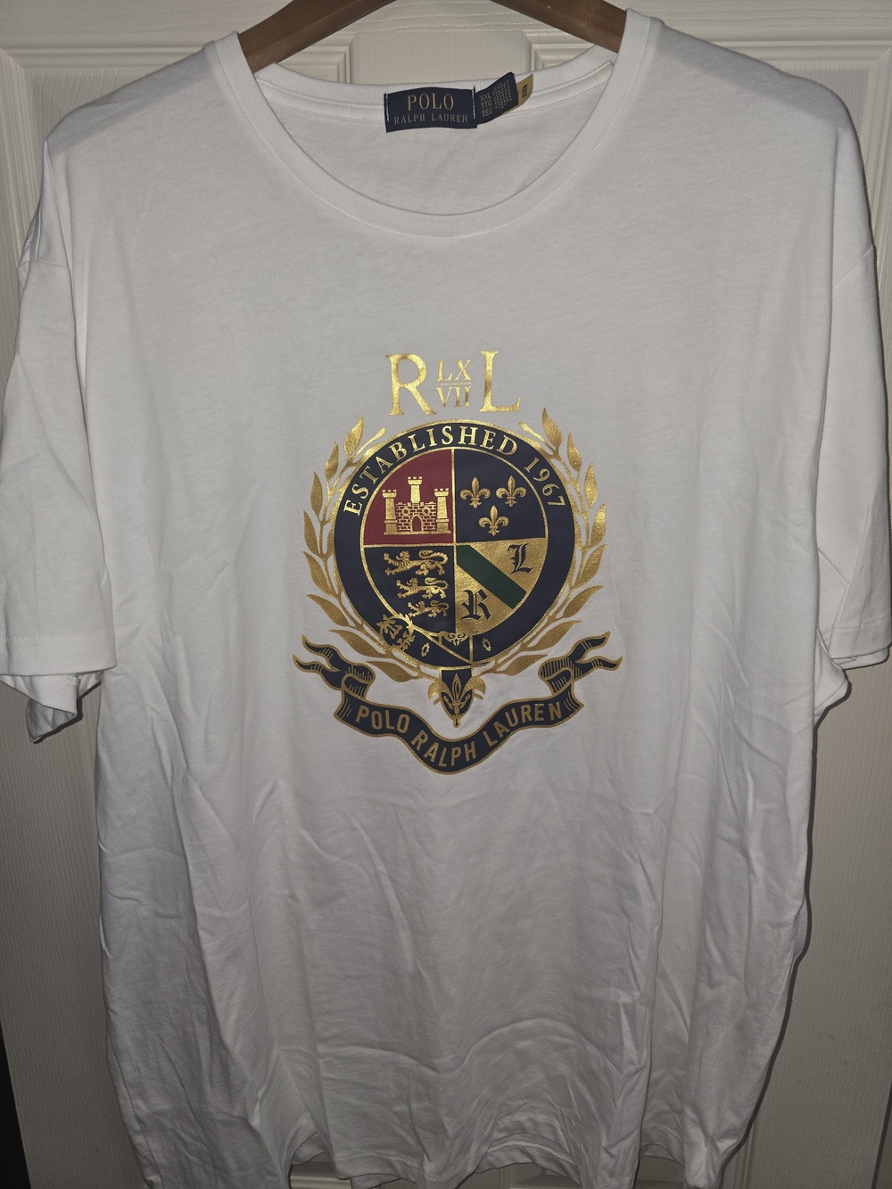 Polo Ralph Lauren White Crest Graphic Tee. Mens XXL - Picture 2 of 6